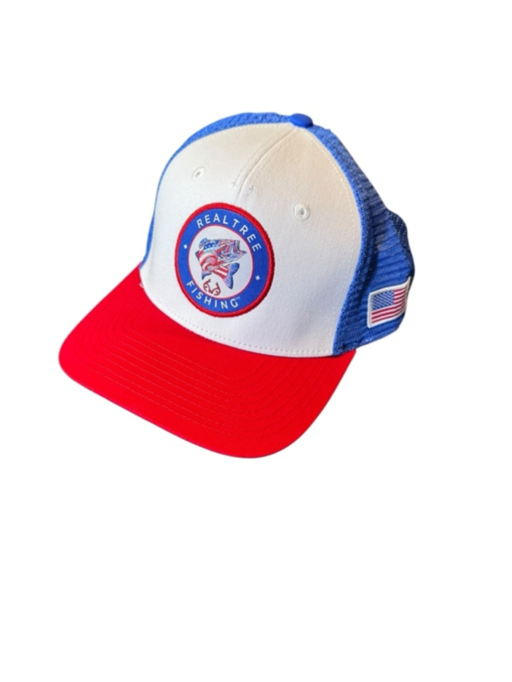 Men's Realtree Fishing Hat Adjustable Red White Blue